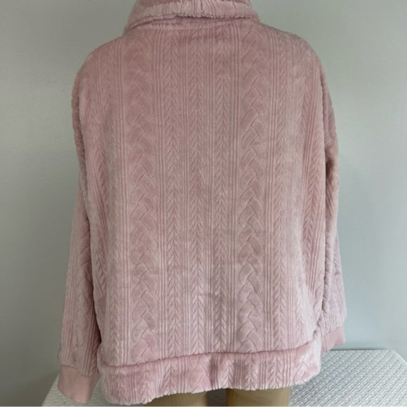 La Vie en Rose Plush Cable Knit Cowl Turtle Neck Pull Over Long Sleeve Sweater L - Picture 6 of 9